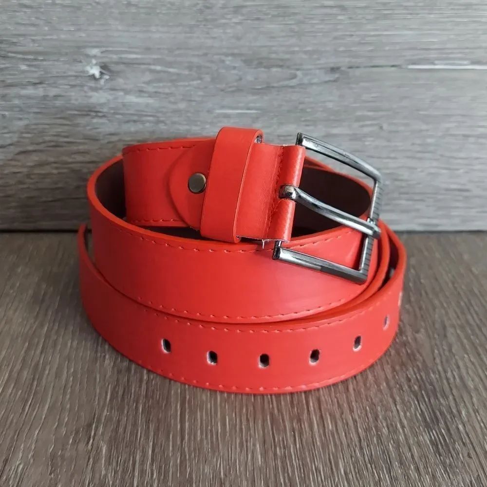 Red Faux Leather Belt 56" Long